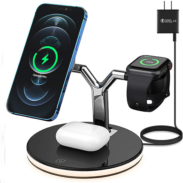 25W 3 in 1 Magnet Qi Fast Wireless Charger For Iphone 12 Mini Pro MAX Charging Station For Apple Watch 6 5 4 3 2 1 AirPods Pro Aamasun
