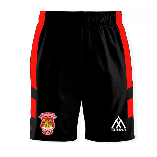 Charville AFC Black Shorts with Red Strip