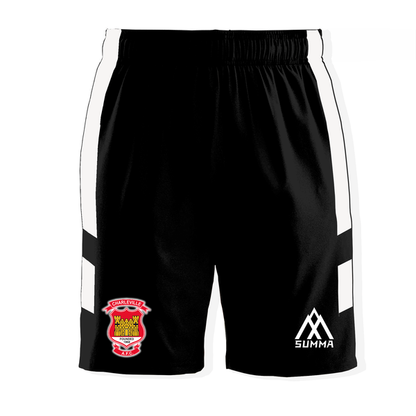 Charville AFC Black Shorts with White Strip
