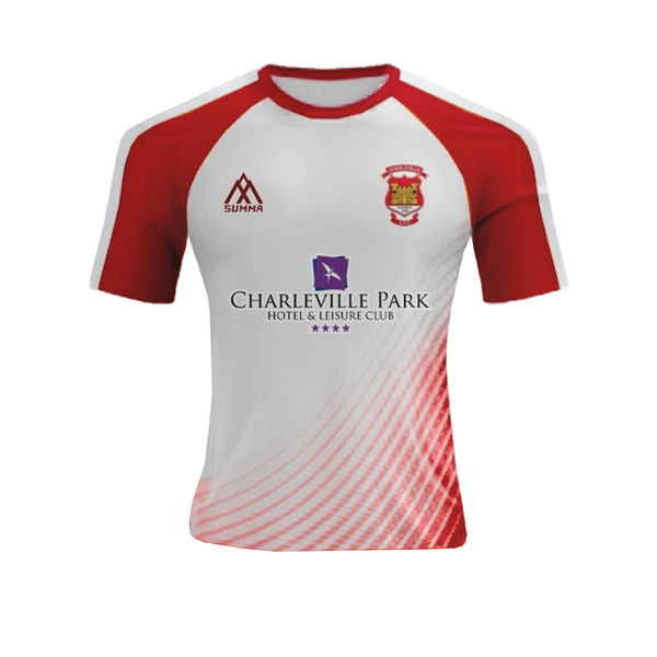 Charville AFC White with Red Pattern Short Sleeve Jersey B