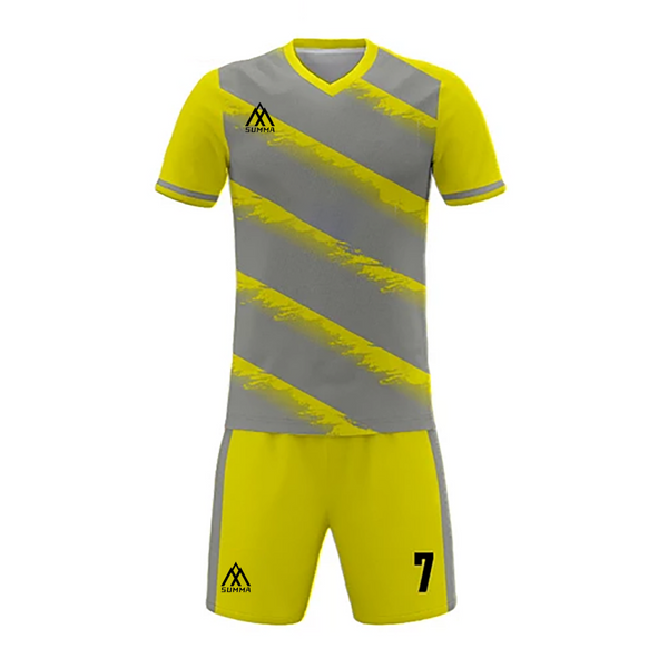 Summa Drive Polyester Mesh Material Sublimation Soccer Jersey Uniform Gray/Yellow