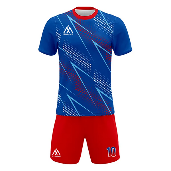 Summa Drive Polyester Mesh Quick Dry Sublimation Soccer Jersey Uniform Blue/Red With Mix Of White And Light Blue