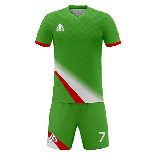 Summa Drive Men's Soccer Stripe Jersey Dry Fit Green/White With Red