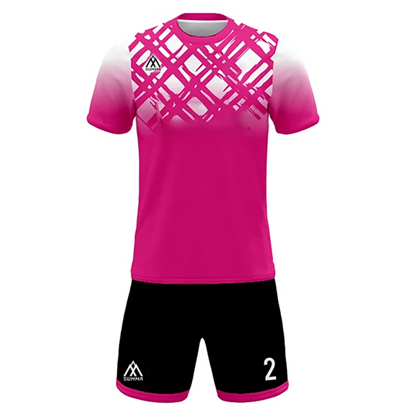 Summa Drive Men's Soccer Club Jersey Uniform Pink/White With Black Short