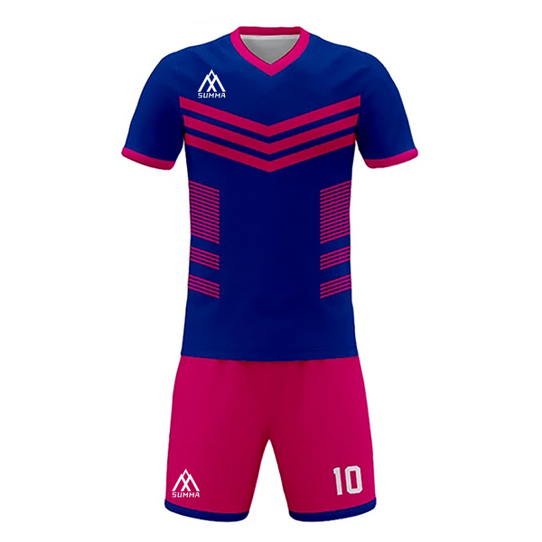 Summa Drive Quality V Collar Sublimation Soccer Jersey Blue And Pink