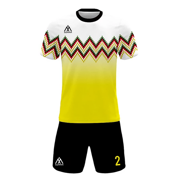 Summa Drive Men's Soccer Club Jersey Uniform White/Yellow With Black Short