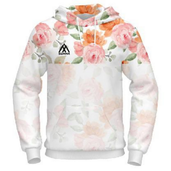 Summa Time Printed Hoodie White with Flowers